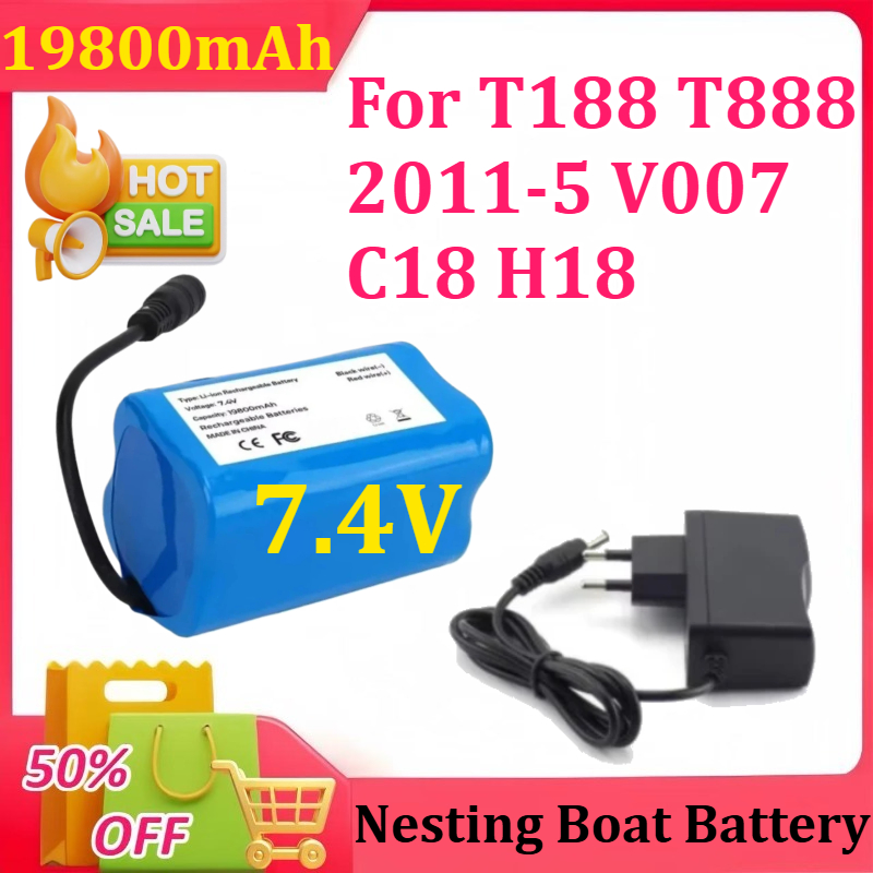 Fish Finder Charger - 7.4V 19800mAh Battery with USB Charger